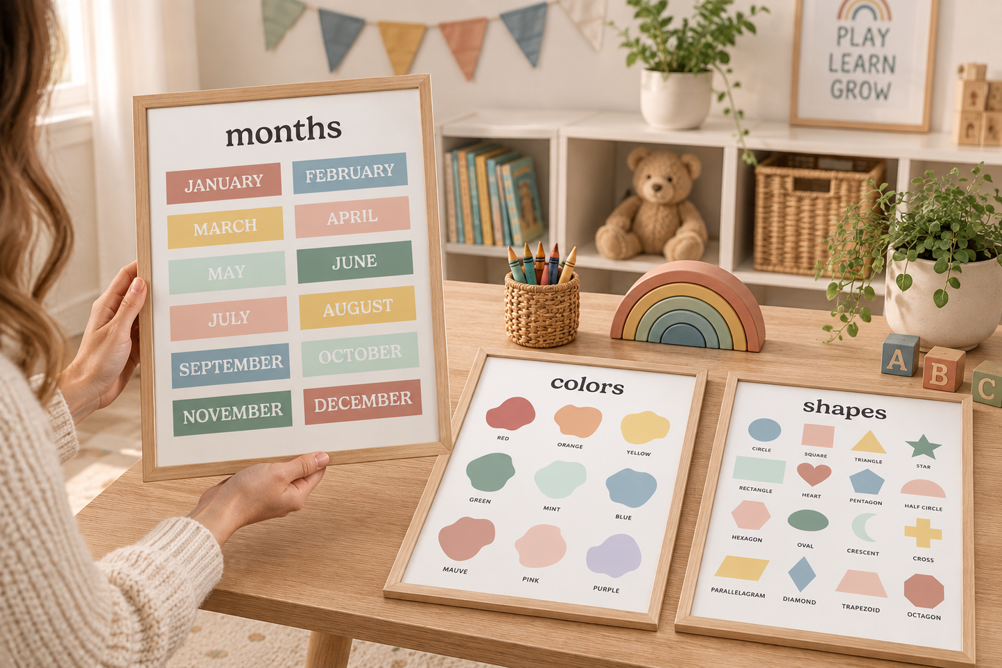 Muted Rainbow Educational Posters