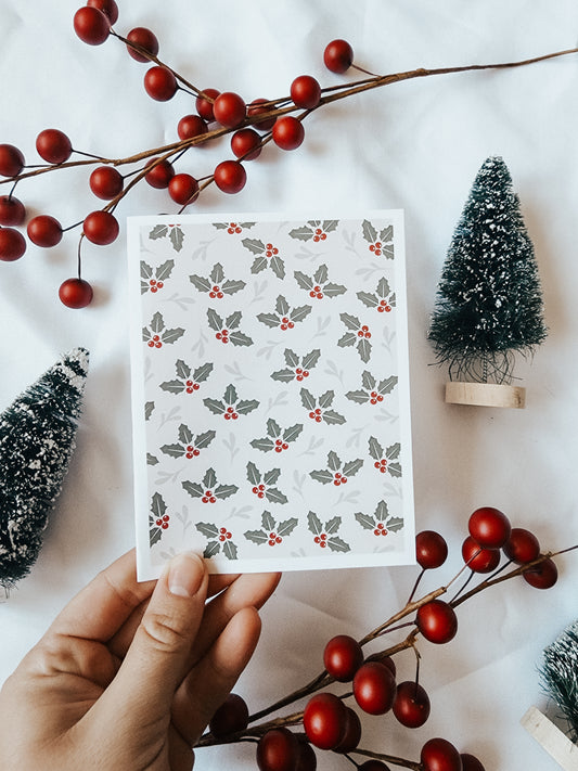 'holly leaves' card