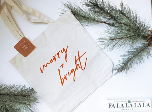 merry + bright tote bag